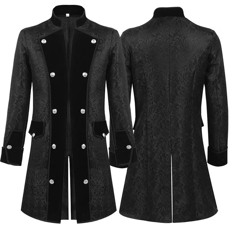 Medieval tailcoat coat, men's steampunk jacket, Gothic performance jacket