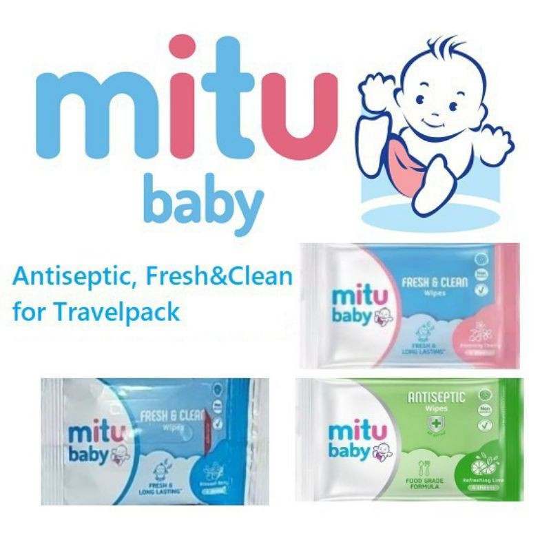 Mitu Baby Tissue Basah 4s / Fresh & Clean Baby Wipes Kecil Per 1 Pack 24pcs / Tisu Basah Bayi