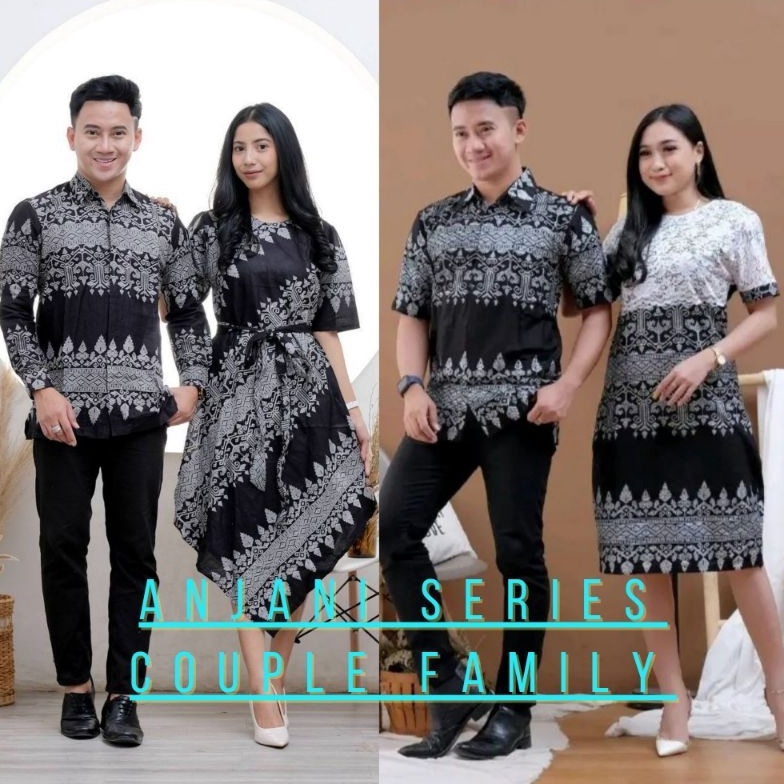 KODE M28X Batik Dress Couple Coupel Modern Set Pakaian Couple Kemeja Batik Pria Kapelan Dress Tunik 