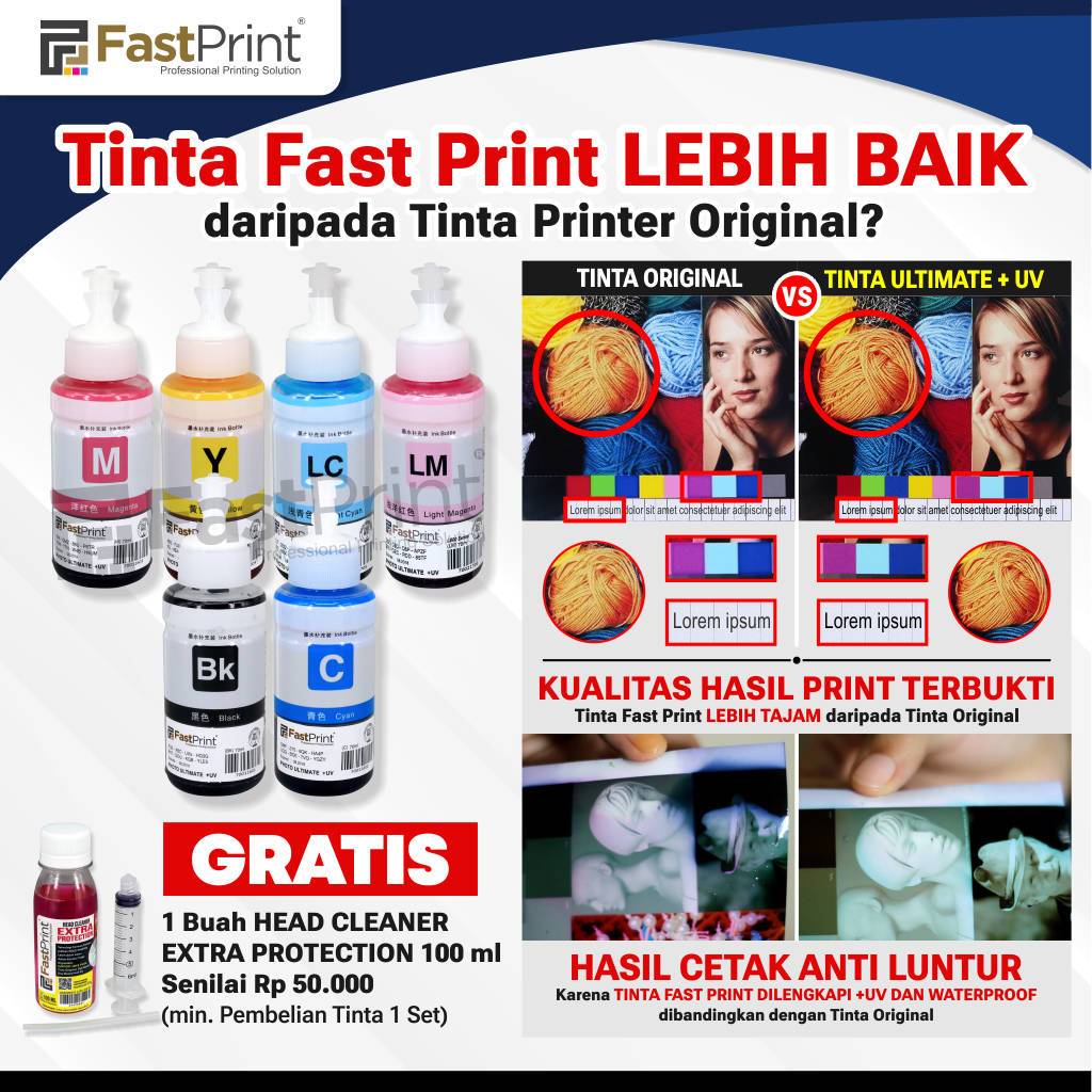 Tinta Photo Ultimate Plus UV 70ML Printer Epson L Series 1 SET 6 Warna 70 ML