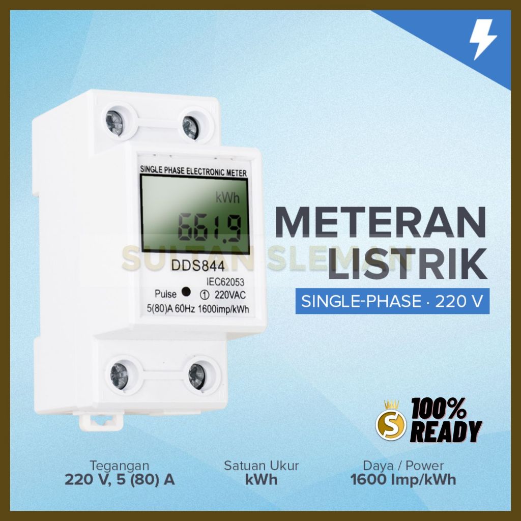 Meteran KWH Listrik Digital LED 1600 KWH / Meteran layar LCD Listrik Din Rail kWh Single 220 volt