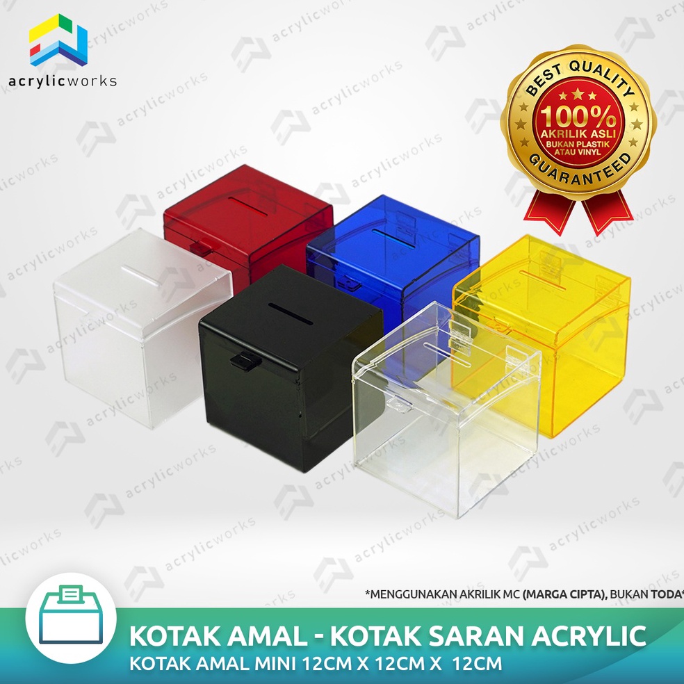 

KODE B56F Kotak Amal Akrilik Kotak Saran Acrylic 12x12x12 cm