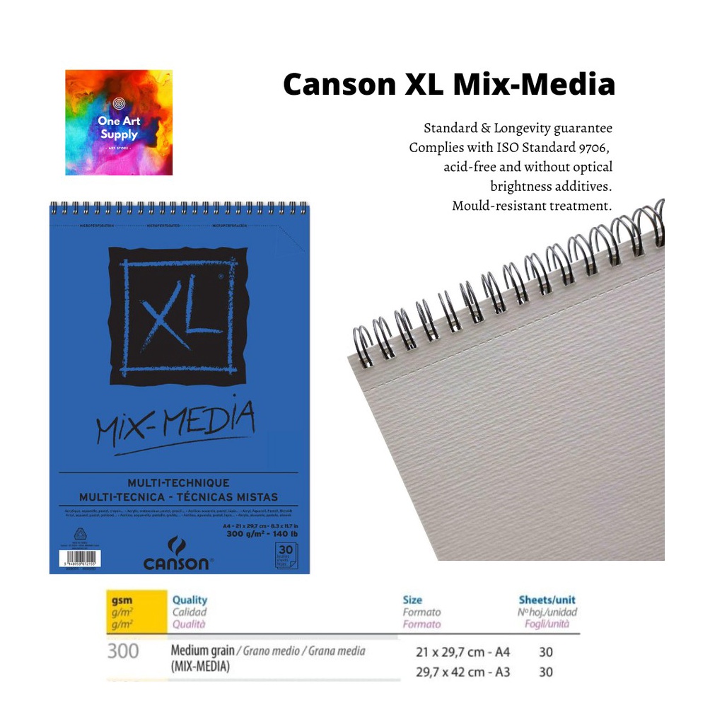 

KODE Q23J Canson XL Mix Media 3 sheets A4 3gr