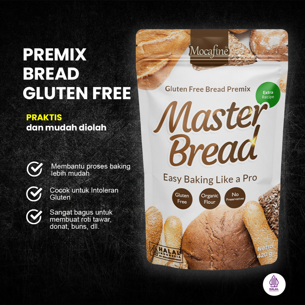 

Mocafine Master Bread Tepung Premix Roti Gluten Free 420gr