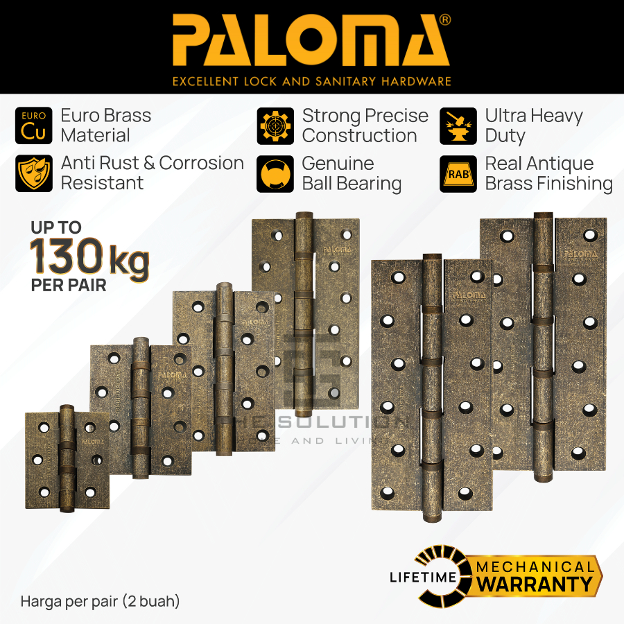 Engsel Pintu PALOMA BHP 62 Series Butt Hinge Engsel Pintu Jendela Rumah Kayu Aluminium 3 4 5 6 8 Inc