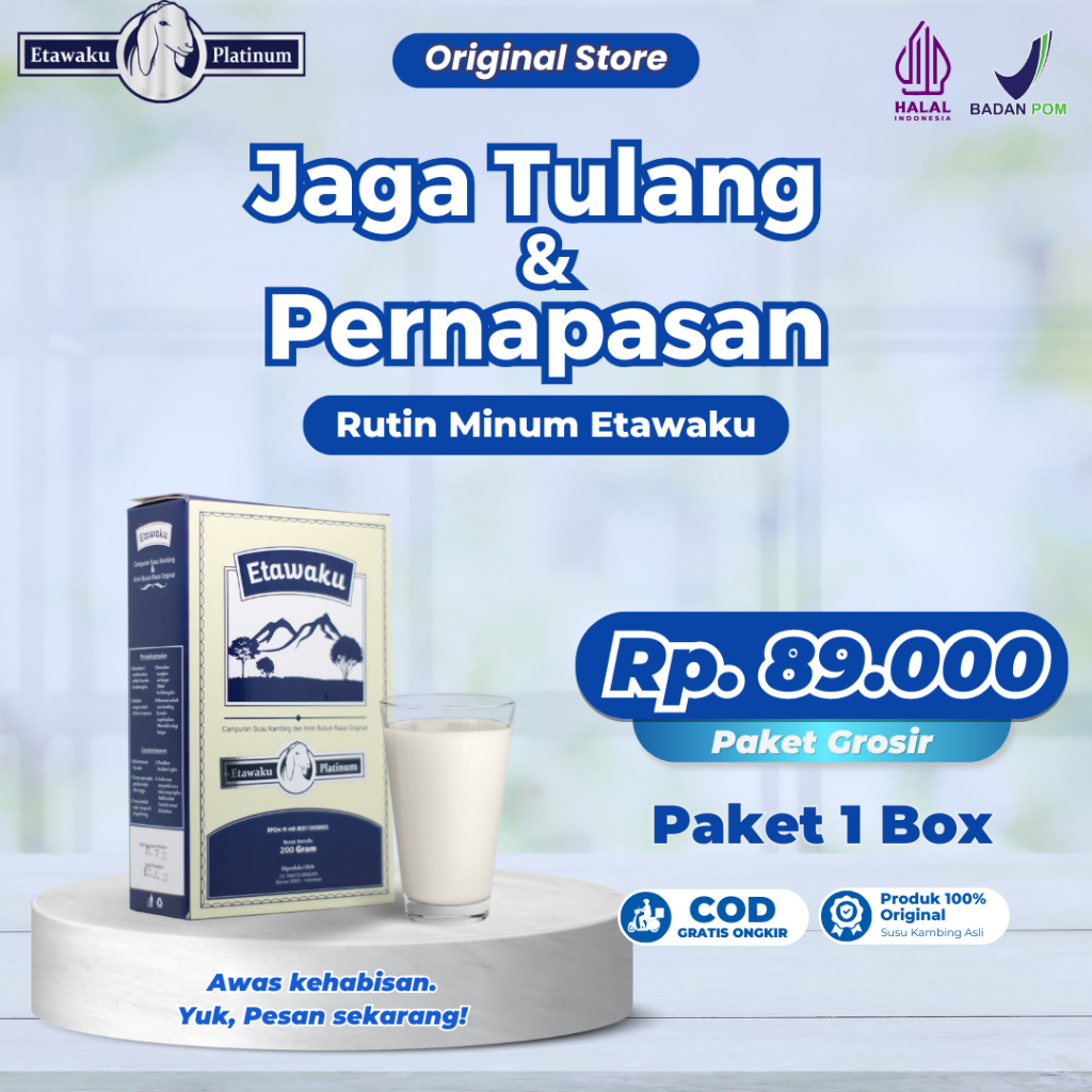 

Etawaku Platinum Susu Kambing Etawa Untuk Nyeri Sendi dan Sesak Nafas 1 Box