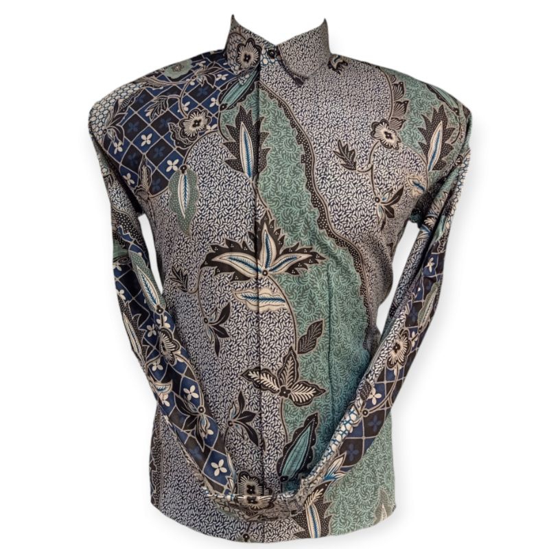 KEMEJA BATIK KHALIFAH HIJAU WARDAH BAHAN KATUN PREMIUM 40S