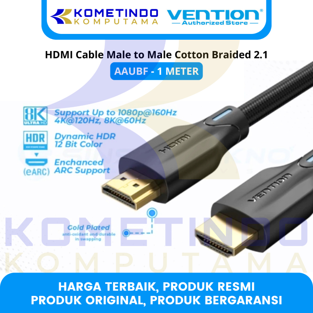 AAUBF VENTION Kabel Monitor HDMI to HDMI 2.1 8K UHD 4K FHD Cotton Braided - 1M Kabel HDMI to HDMI