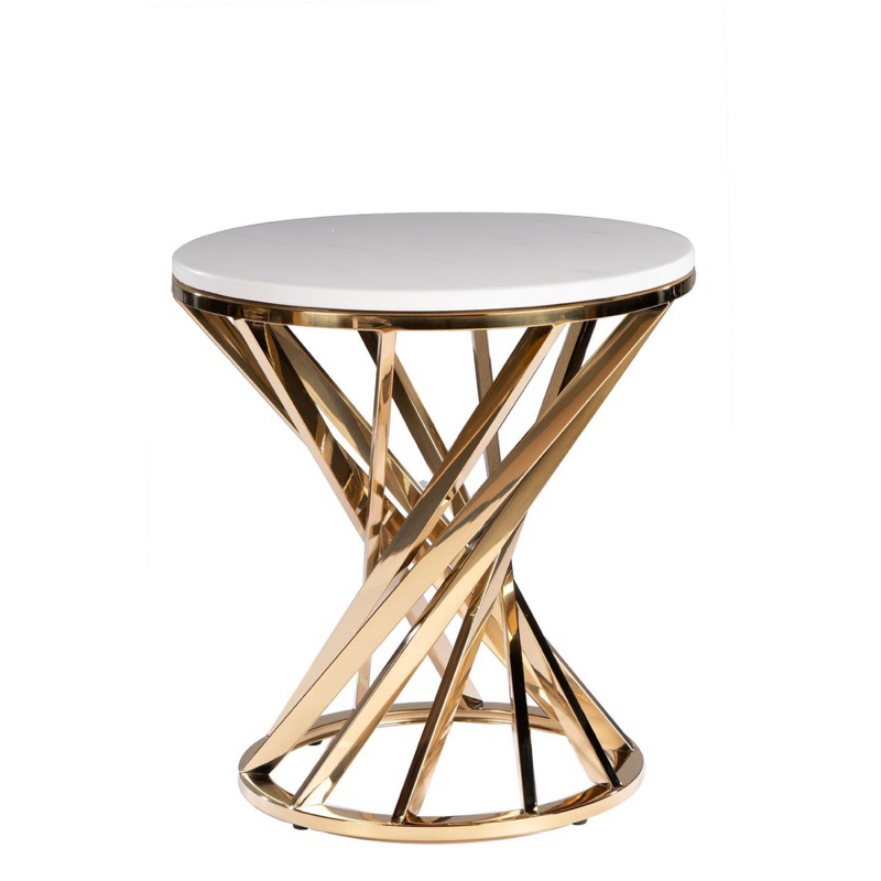 Meja sudut stainless marmer