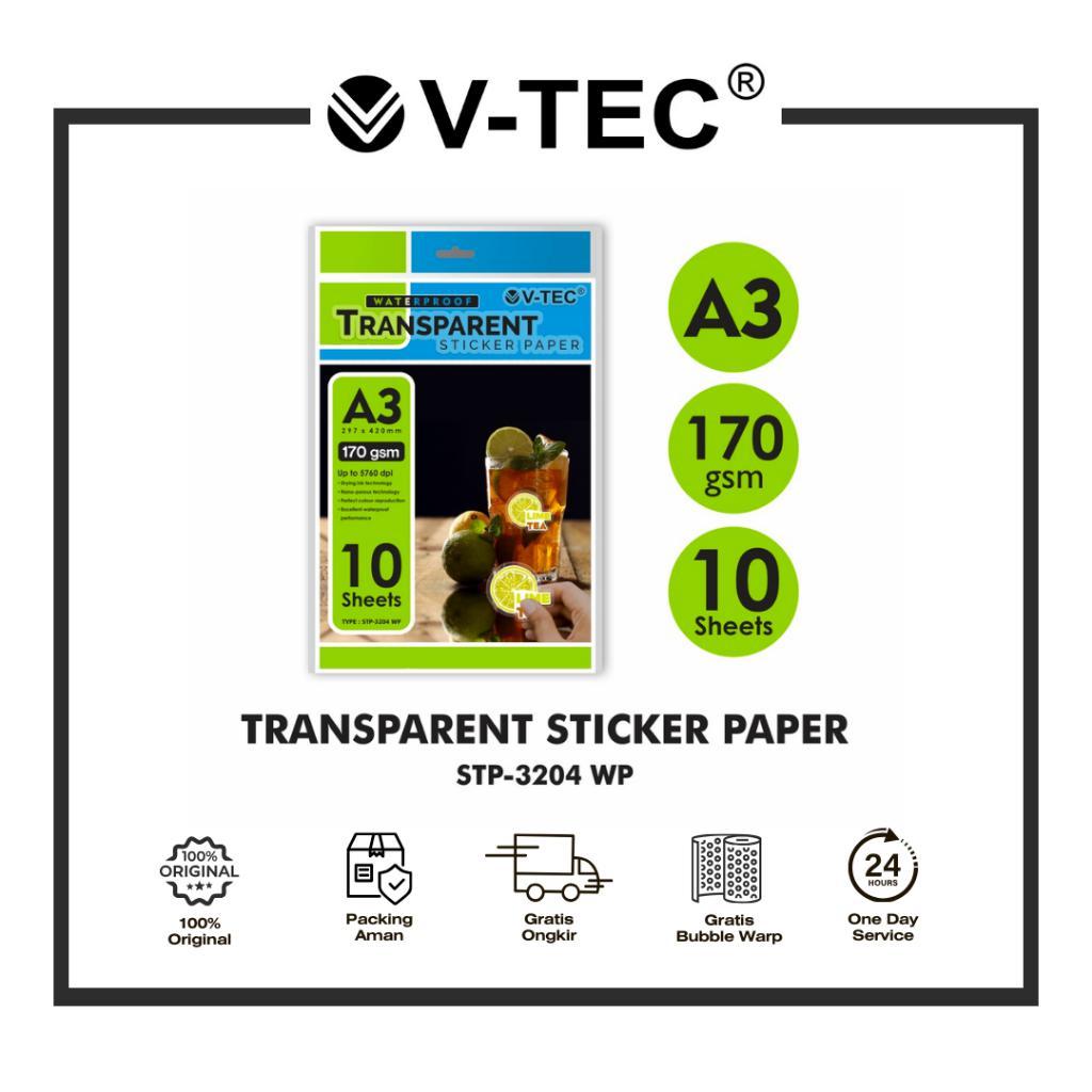 

V-TEC STICKER TRANSPARANT ( TRANSPARENT STICKER PAPER ) UKURAN A3