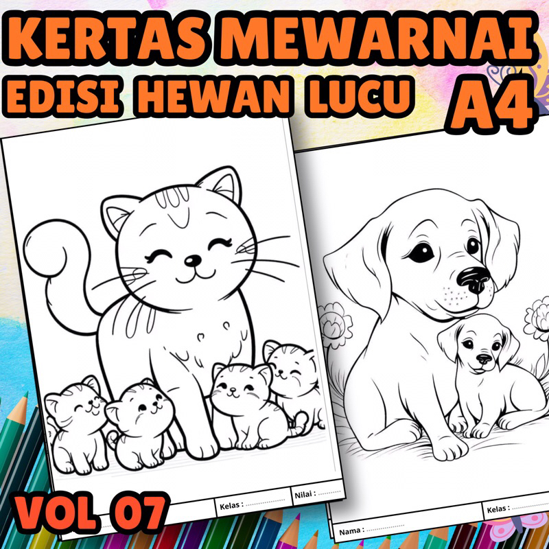 

MEDIA BELAJAR MELUKIS DAN MEWARNAI - KERTAS KREATIFITAS MEWARNAI ANAK A4 DENGAN PRINT CETAK BUKAN FOTO COPY - MEDIA WARNA ANIMAL VOLUME 07