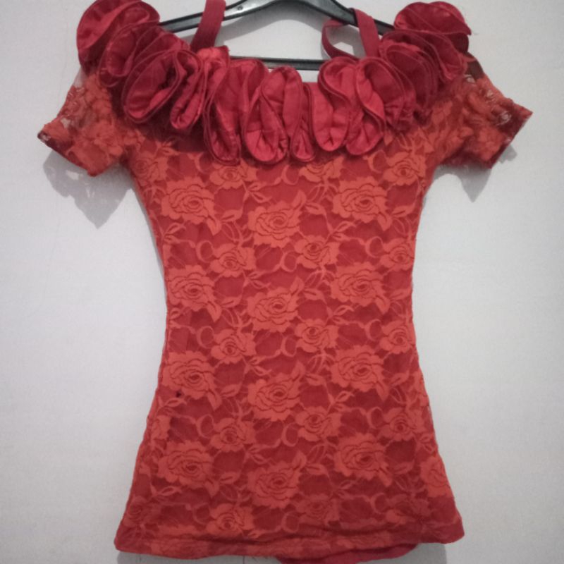 baju atasan,brukat,motif,bunga,bunga