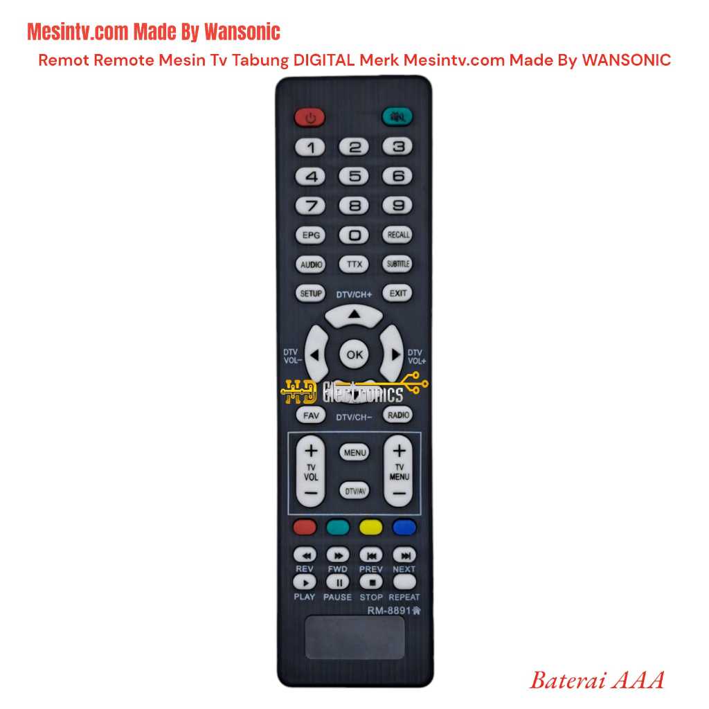 Remot Remote Mesin Tv Tabung DIGITAL Merk Mesintv.com Made By WANSONIC