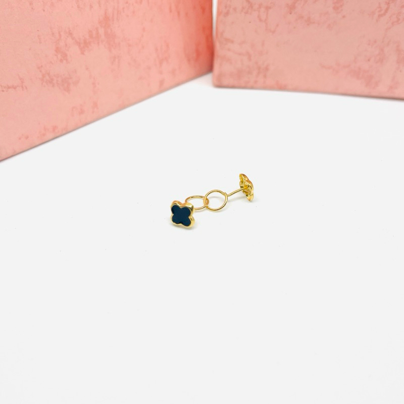 Anting Anak & dewasa Toge Clover Hitam Emas Asli Kadar 300