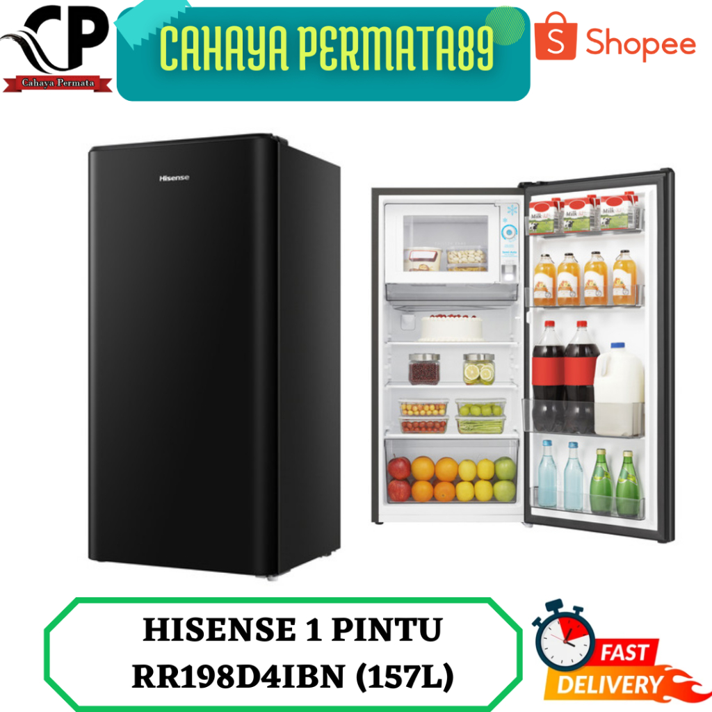 HISENSE RR198D4IBN - Kulkas 1 Pintu Curved 157L Kulkas Hisense Mini