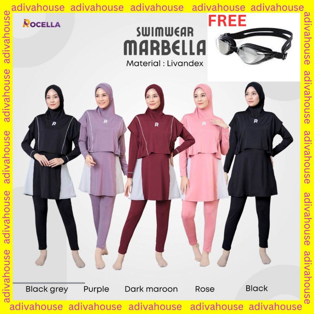 [GRATIS KACAMATA RENANG] ROCELLA SWIMWEAR MARBELLA - SWIMWEAR MUSLIMAH - BAJU RENANG MUSLIMAH - SWIM