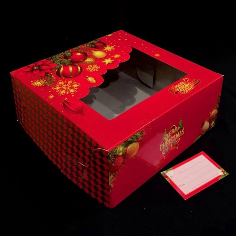 

( 5 Pcs ) Box Mika Lapis Legit Natal Merah Laminasi Luar Dalam Kardus Pudding Xmas Kotak Bolu Christmas Ukuran 22x22x9 cm