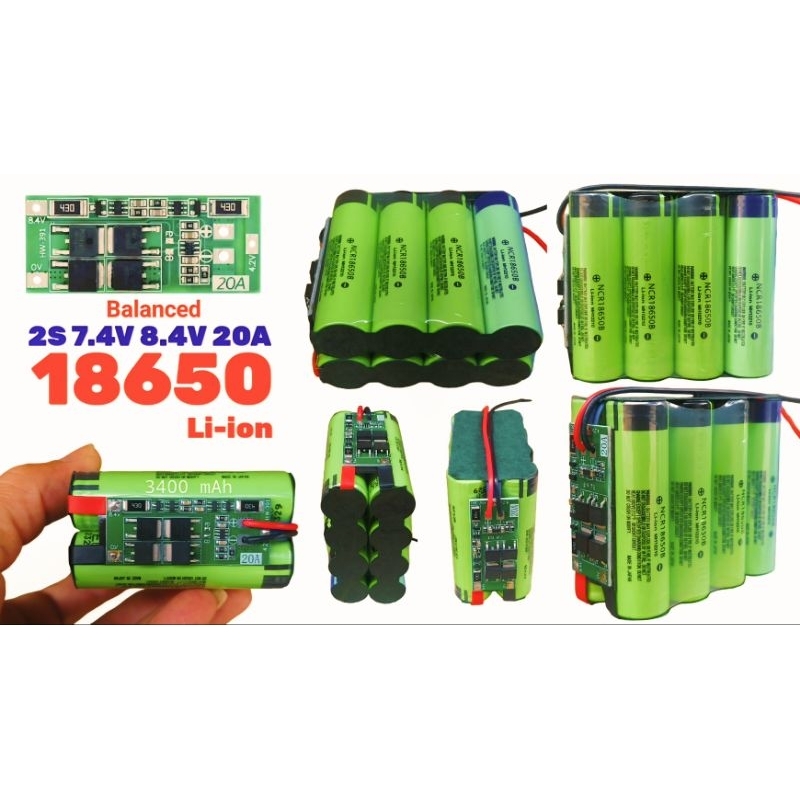 Battery Pack 7.4v 8.4v BMS 2S 20A Balanced