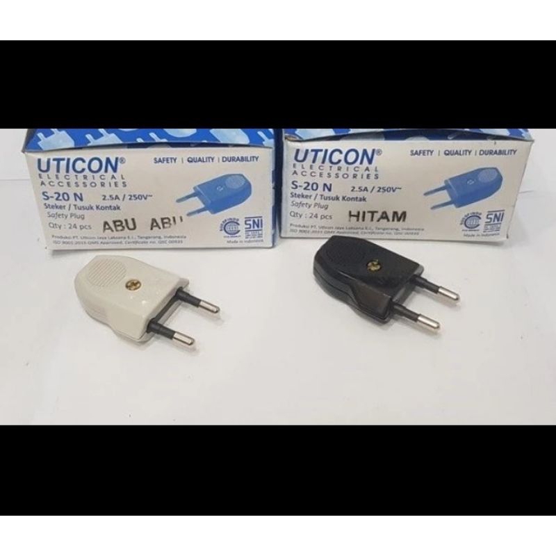 Steker Biasa Gepeng Uticon Kuningan S 20 N 20N S20N Colokan Cok kabel listrik sambungan