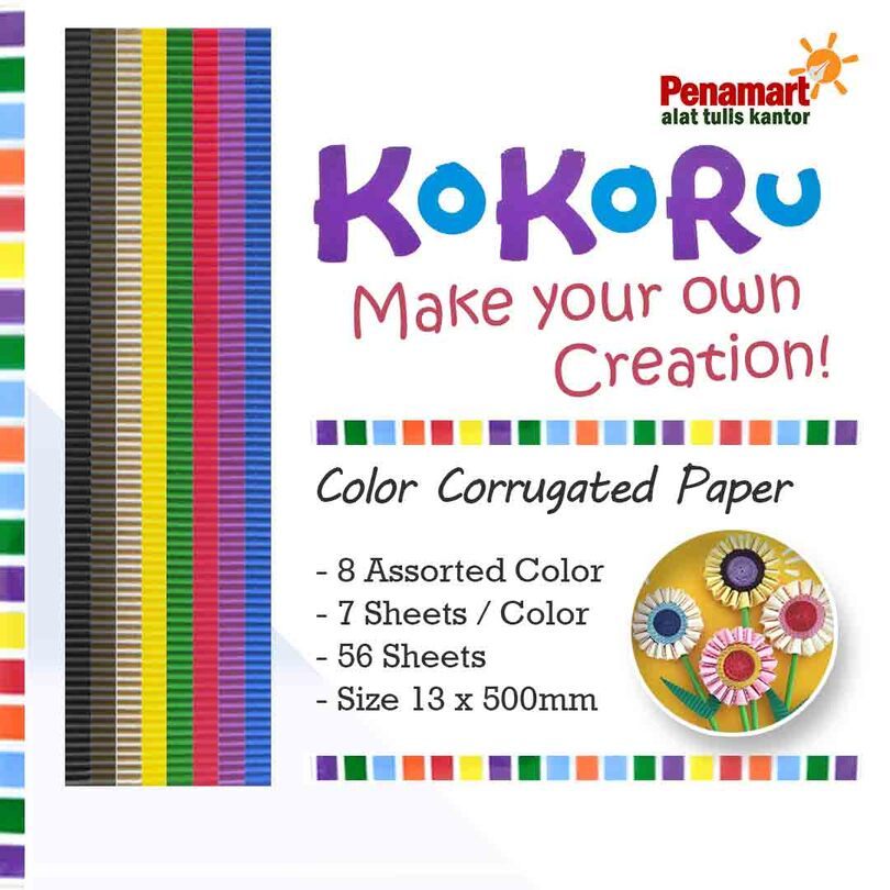 

Kokoru Ichiro Kertas Bergelombang 8 Warna Isi 56 Lembar (D0804)
