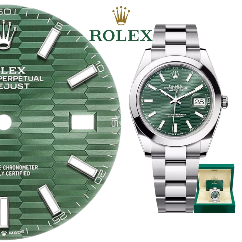 【100% ASLI】Jam Tangan Rolex pria Rolex Datejust Series m126300-0021 dial 41mm riak air hijau mint Au