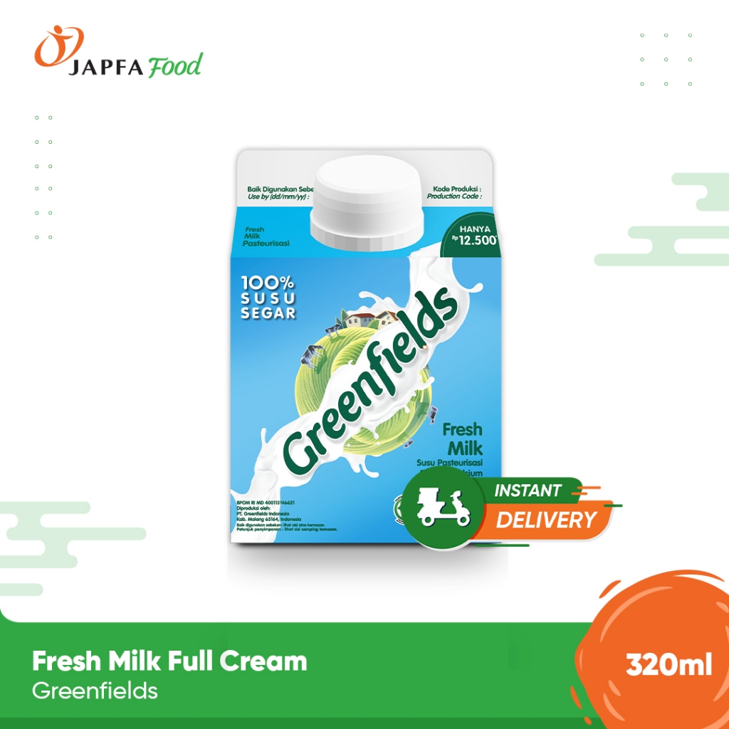 

Greenfields Fresh Milk Full Cream / Susu Segar Full Cream 320ml - 100% Fresh Milk dari Greenfields Farm