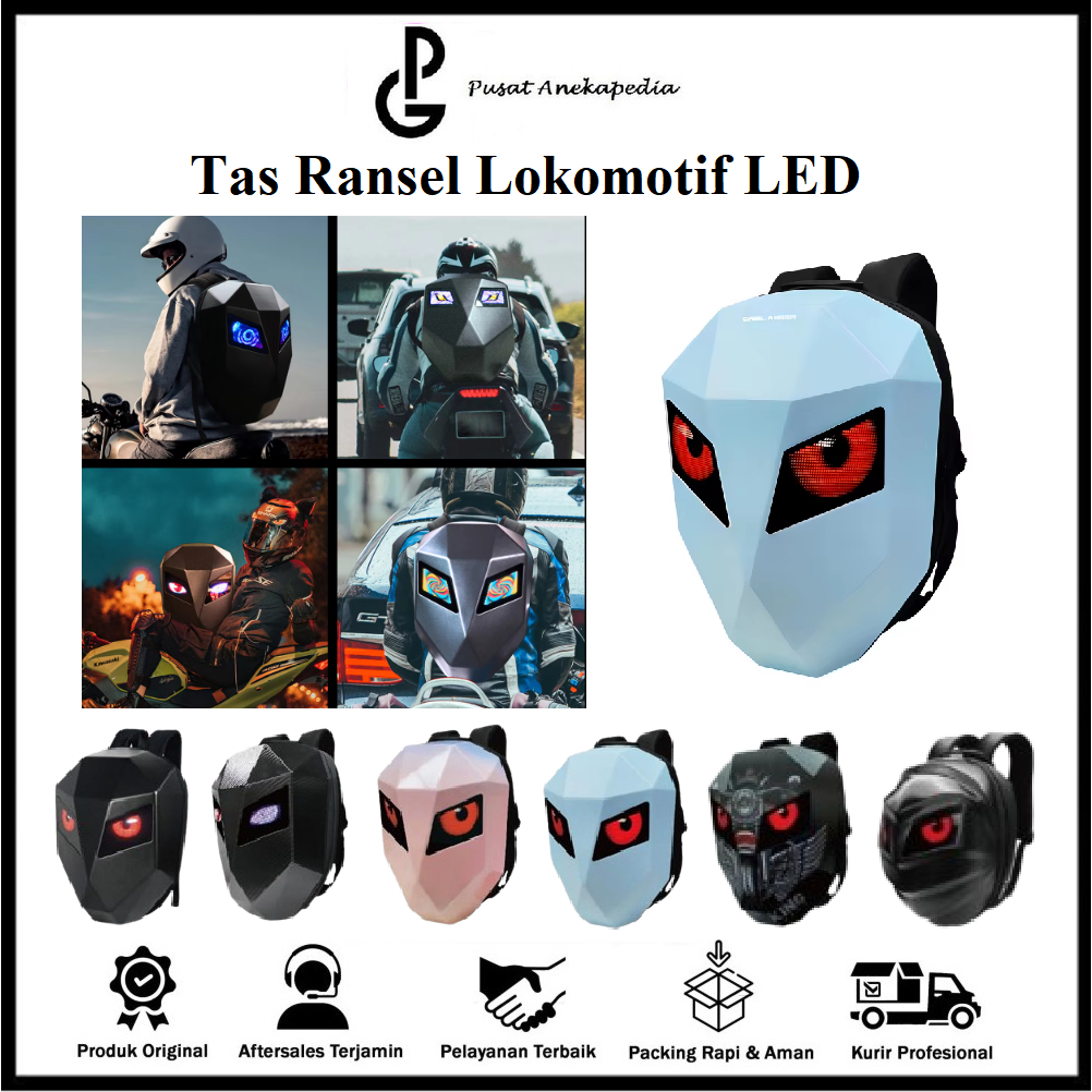 Tas Ransel Lokomotif LED - Smart LED Wifi Advertising Knight Backpack - Ransel Layar Piksel