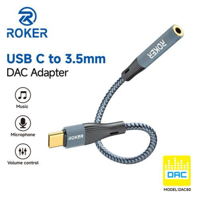 Splitter Adapter Roker Dac80 Jack To Type C Android ipad iphone 15