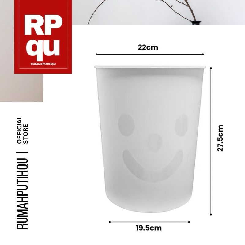 Tempat Sampah Plastik Warna Putih / Hitam Bahan Tebal / Trash Bin Putih / White Dust Bin / Tempat Sa