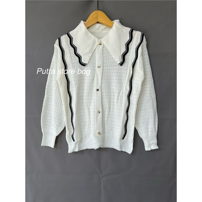 kinari outer cardigan kerah atasan rajut wanita