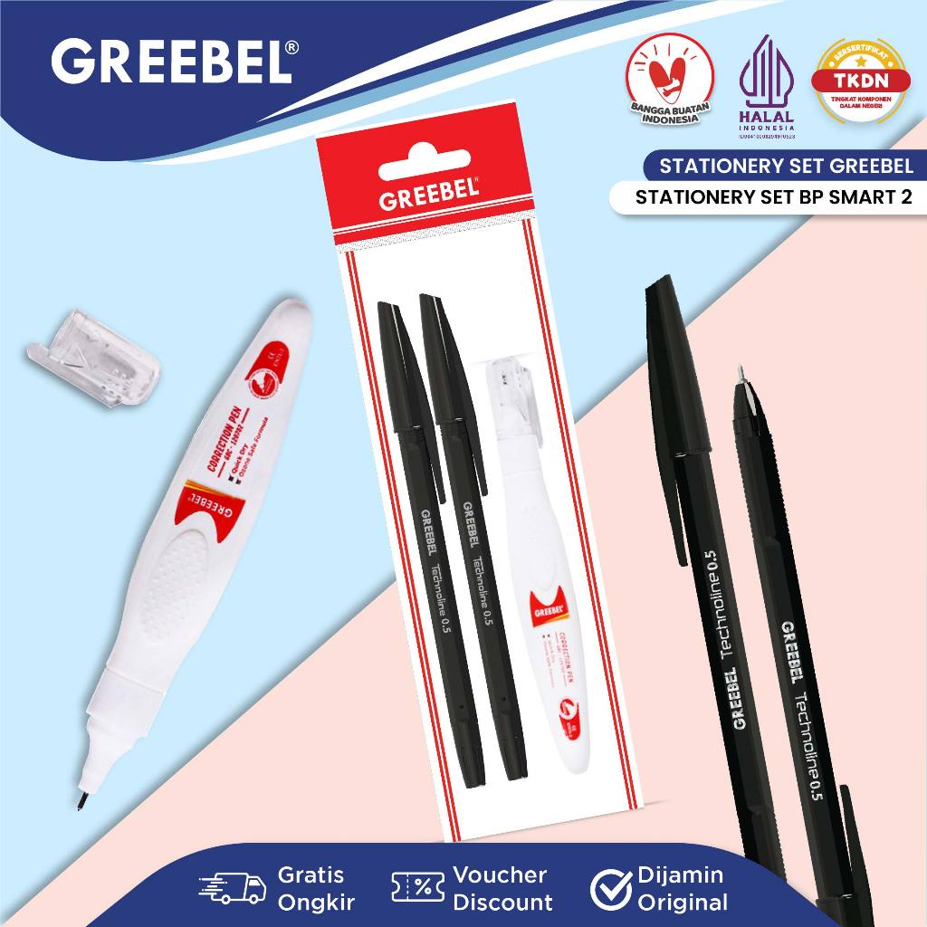 

GREEBEL Pulpen Set Alat Tulis Anak Sekolah (STATIONERY SET BP SMART 702) / Stationery Set Paket Alat Tulis