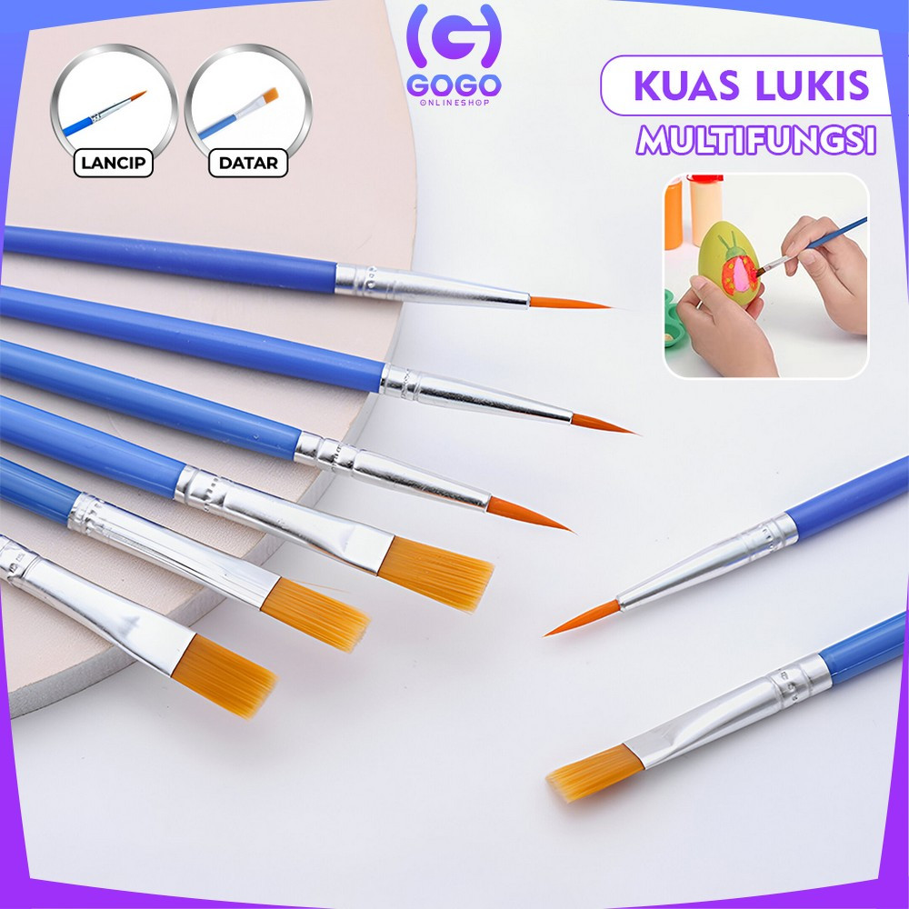 

GOGO-A98 Kuas Lukis Cat Air Paint Brush Nilon Ujung Pointed dan Flat / Kuas Kecil Lancip Datar Art Brush Cat Minyak Akrilik