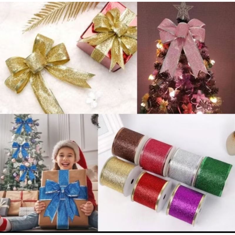 

( 1 roll ) PITA KAWAT GLITTER PITA NATAL GLITTER KAWAT PINGGIR HIASAN PITA KADO NATAL GLITTER