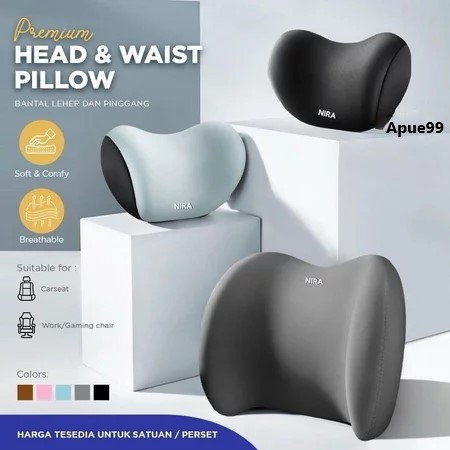 Bantal Leher dan Bantal Pinggang Mobil / Kursi Kerja / Kursi Gaming / Head Pillow / Waist Pillow