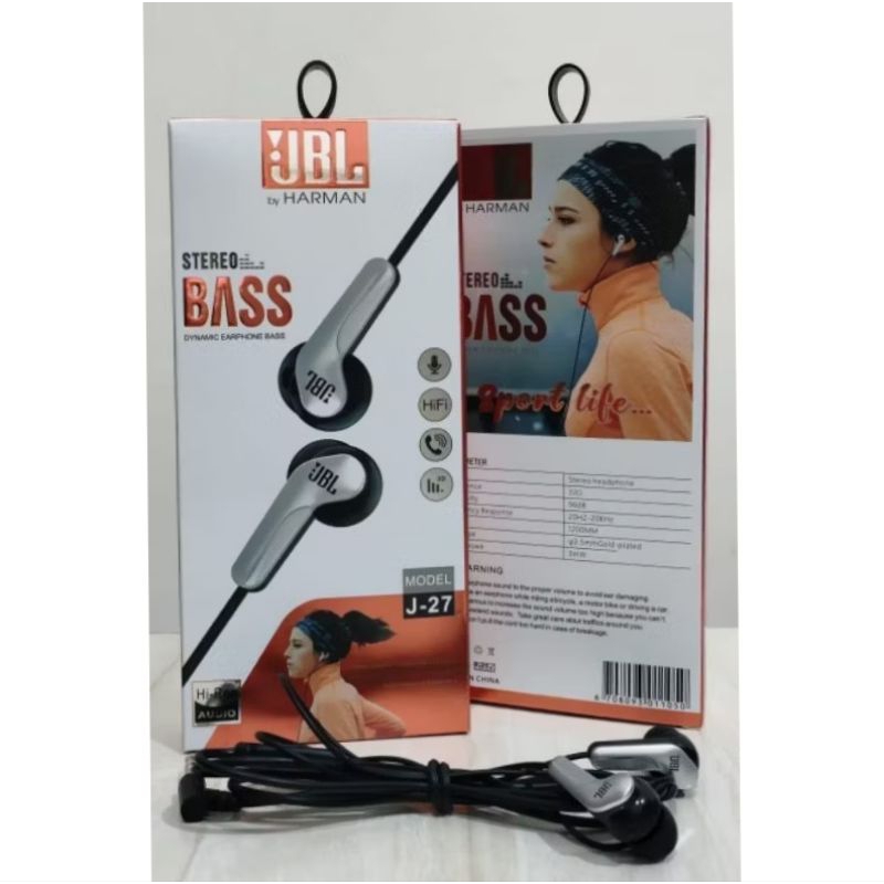 Headset/Handsfree JBL J-27 Jack Model L Stereo Super Bass HF J27 Universal + Mic