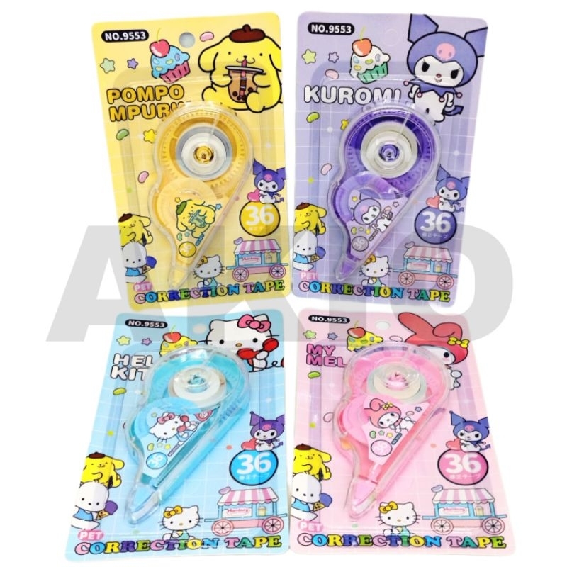 

Tip ex Kertas Roll Karakter POMPOMPURIN MY MELODY HELLO KITTY KUROMI SANRIO 9553 36m Correction Tape Aesthetic Murah Lucu