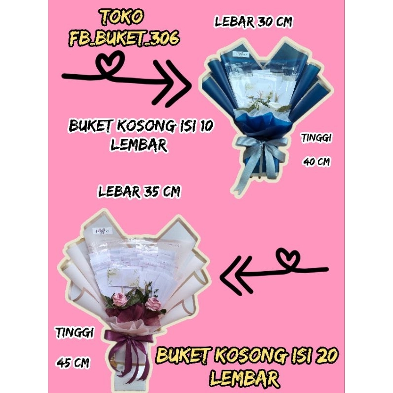 FB Buket 306 ( Ready stok ) buket kosong uang isi 10 lembar//free packing dus//free bunga 2 tangkai/