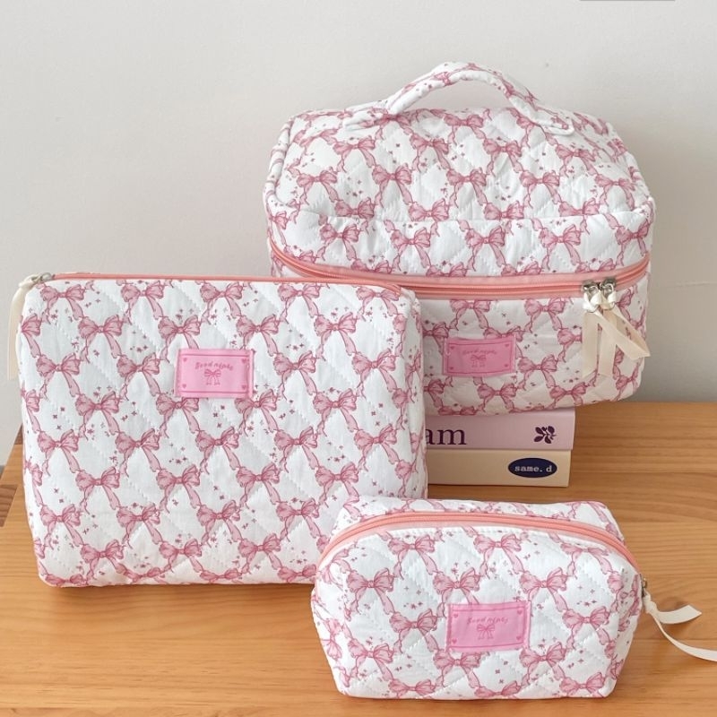 Makeup pouch tas kosmetik ribbon coquette