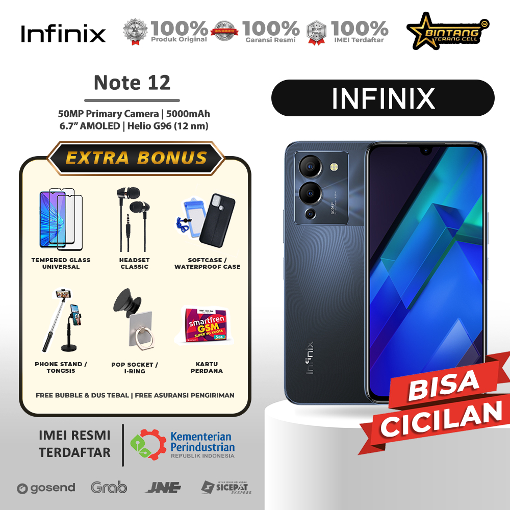 Infinix Note 12 Ram 8/128Gb & 8/256 Layar 6,7 Amoled Baterai 5000Mah Garansi Resmi