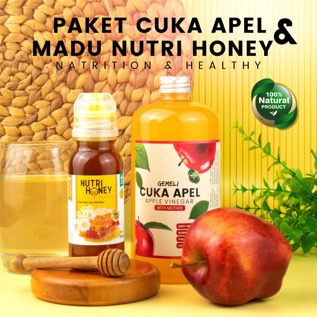 

Cuka Apel Original 500ml With Mother & Madu Asli Raw Honey 140gr - Diet Detoks