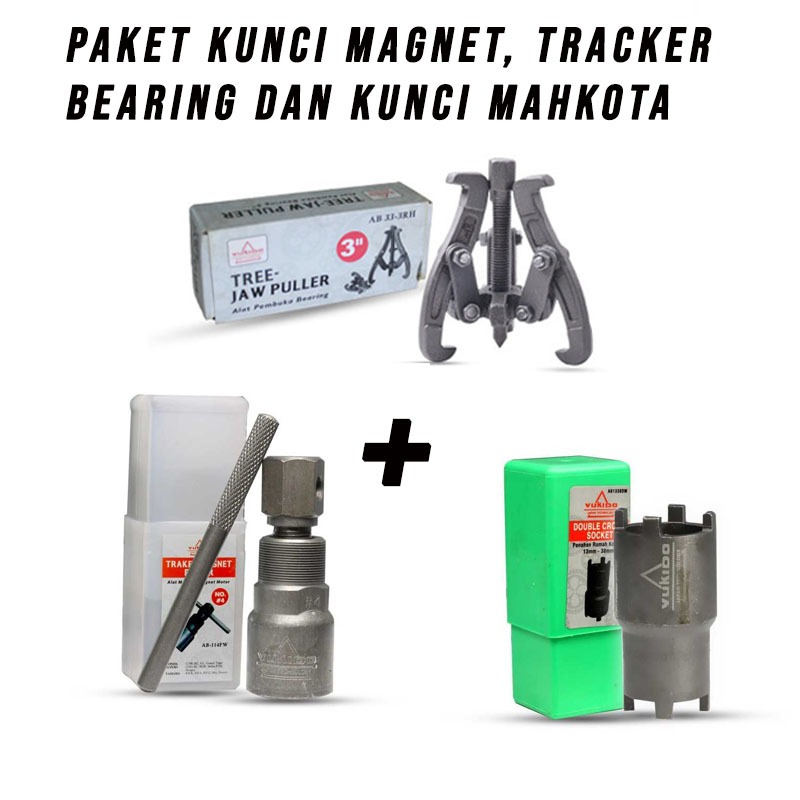 PAKET KUNCI MAGNET, TRACKER BEARING DAN KUNCI MAHKOTA UNIVERSAL