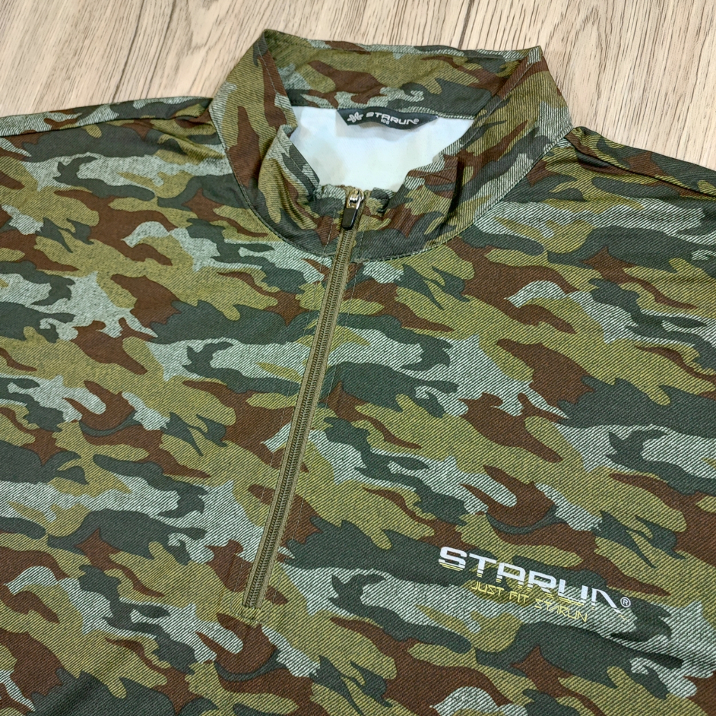 Kaos Golf Pria Dry Fit STARUN Half Zip Motif Camo Second Original Korea Size L XL