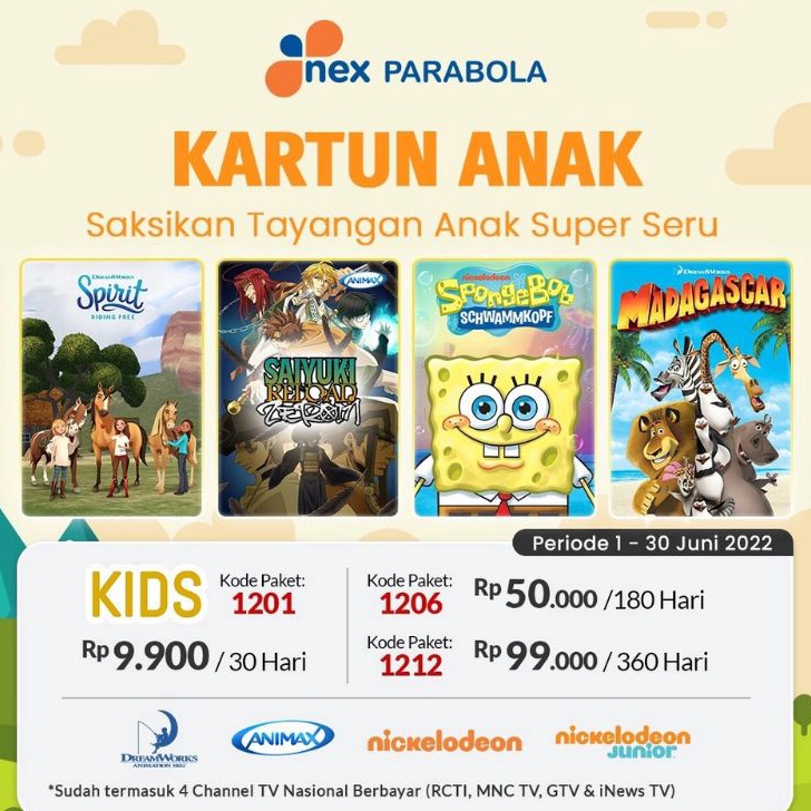 Paket Kids Nex Parabola 3 Hari 2 Bulan 3 Bulan dan 6 Bulan