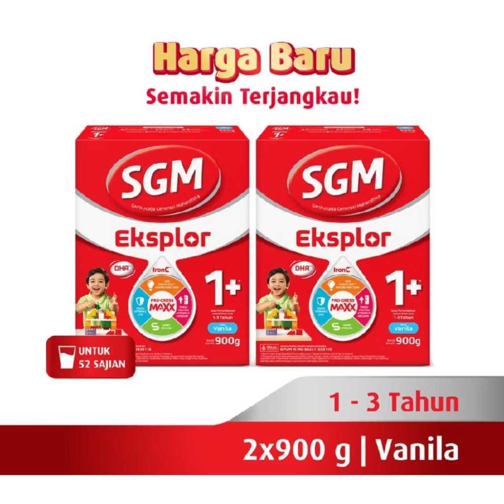SGM Eksplor 1+ dengan IronC Susu Pertumbuhan Rasa Madu?Vanila 900GR x 2 dus