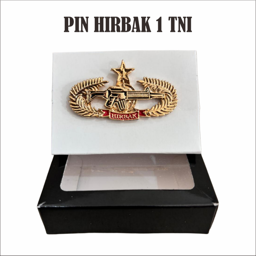 brevet wing pin hirbak penembak level 1 tni ad bahan logam berkualitas warna emas asli no braso