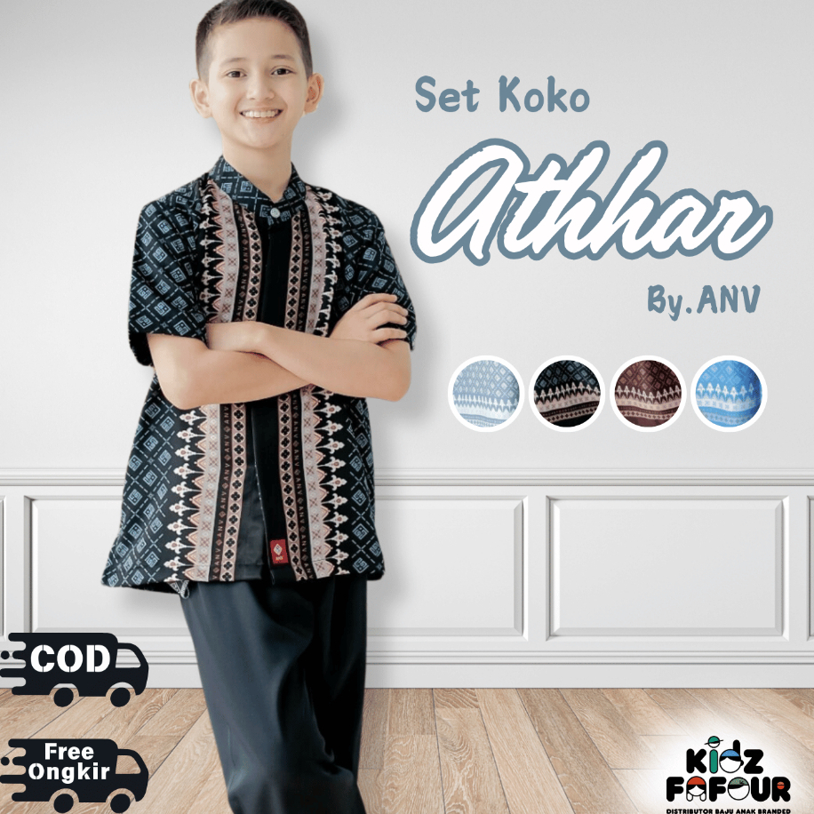 KOKO ATHHAR SARIMBIT BAJU MUSLIM ANAK LAKI KELUARGA FAMILY SET ORI ANV