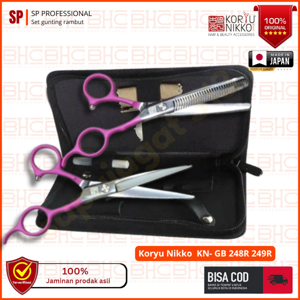 Gunting Koryu Nikko KN-GB 248R 249R  asli japan potong penipis sasak barber salon rambut pria wanita
