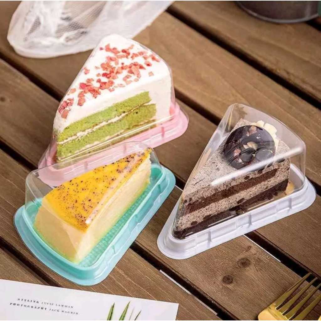 Korean Dessert Box Cup Mika Segitiga Box Mika Kue Potong Kotak Mika Cake Tray Mika Kue Tart