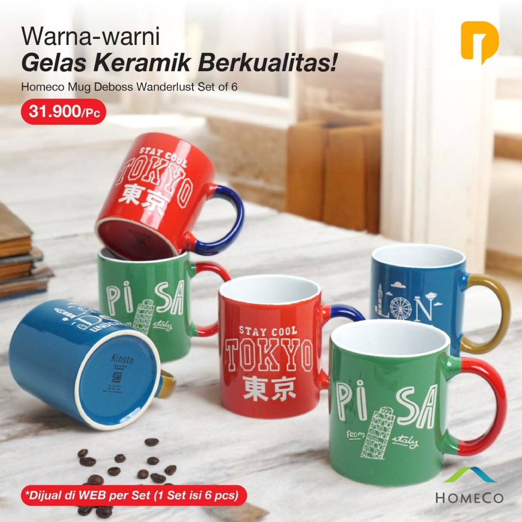 Homeco Mug Deboss Wanderlust Set of 6