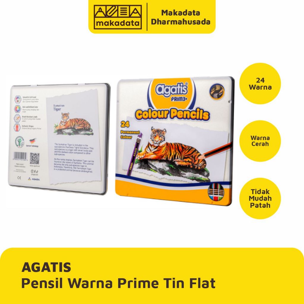 

PENSIL WARNA AGATIS 24 WARNA PERMANENT SQUARE TIN FLAT (1 SET)